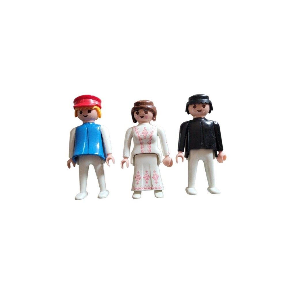 Lot Of 3 Playmobil Geobra Figures 1974 And 1987 2 Boys 1 Girl